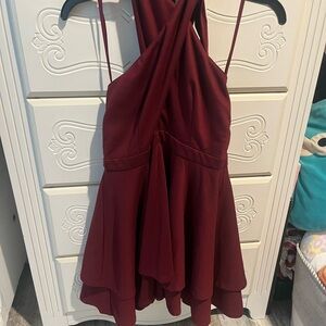 Elegant Burgundy Halter Dress